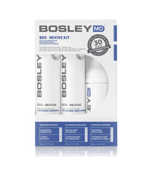 Набір для відновлення стоншеного нефарбованого волосся BOSLEY MD BOS Revive  (поживний шампунь, кондиціонер для обʼєму, ущільнюючий догляд)